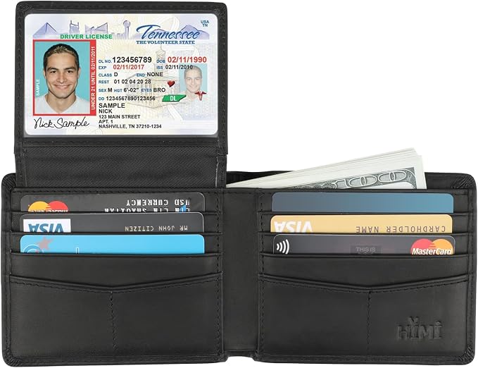HIMI Wallet for Men-Genuine Leather RFID Blocking Bifold Stylish Wallet With 2 ID Window