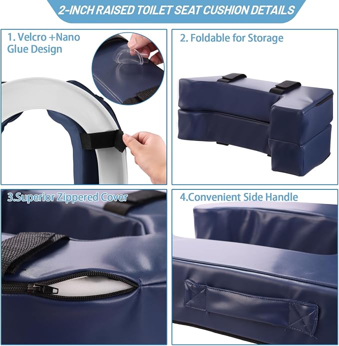 2 Inch Seat Cushion Riser Elevated for Seniors & Handicap, Blue
