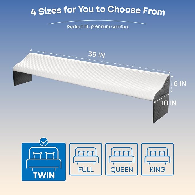 Simpledad Twin Size Wedge Pillow Headboard for Bed Gap Filler, Bed Wedge Pillow for Headboard Gap (0-8") Ergonomic Mattress Wedge Gap Filler for Stop Pillows, Phones & Items Falling Down(39"X10"X6")
