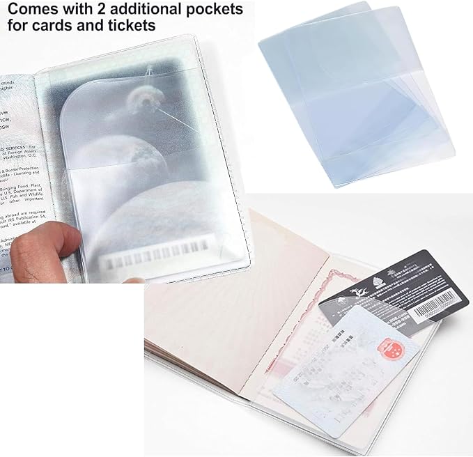 3-Pack Passport Holder + 2 PVC Covers, RFID, PU Leather(Black) | Waterproof,scratchproof, dustproof. Lightweight, slim. Keeps cards & travel docs organized for men & women