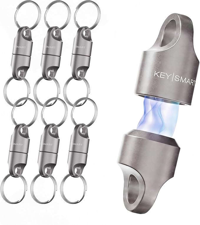 KeySmart MagConnect Magnetic Key Holder for Purse, Key Chains for Car Keys - Detachable Key Ring Quick Release Keychain