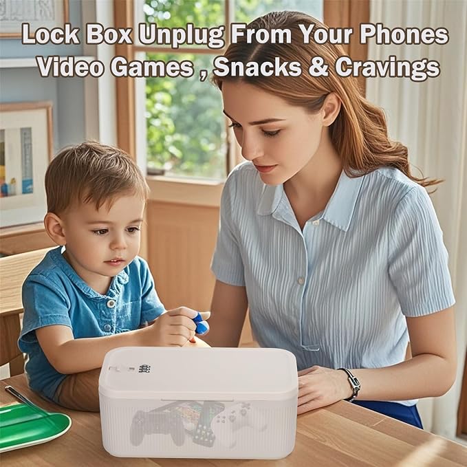 Lockable Storage Box,Medicine Lock Box with Code Lockable Storage Box Fridge Lock Boxes for Medicines, Food,Snacks,Locking Cell Phone Smart Device Jail,Combination Locked Box for Office,Home (Cream)