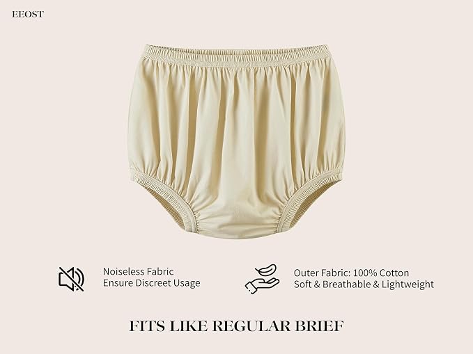 Big Kids Diaper Cover for Incontinence Noiseless Waterproof Bed Wetting Underwear Plastic Pants Over Diapers(Beige, XXS)