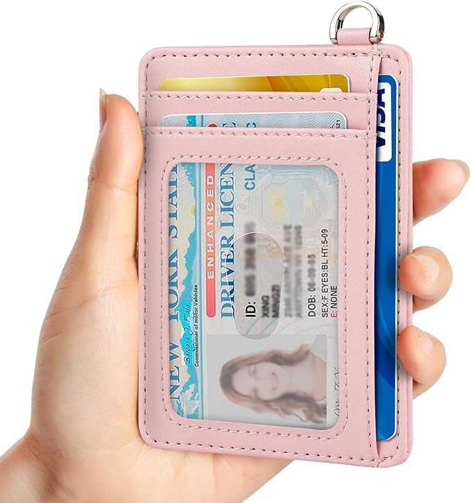 Slim Minimalist Front Pocket Wallet, RFID Blocking Credit Card Holder Wallet with Detachable D-Shackle for Men Women