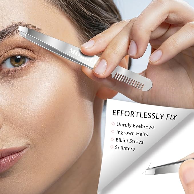 MORGLES Tweezers Set for Men 9 Pcs Nail Clipper Kit with Case for Grooming | 5 Tweezers, Clippers, Scissors, Rust-Proof Steel, Travel Press-On Case, Gift for Him/Her, for Splinters, Brows, Facial Hair