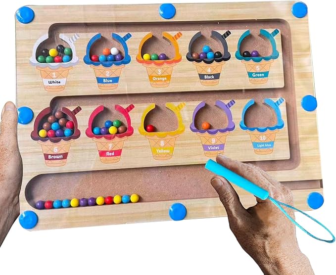Wooden Alzheimer's Supplies for Seniors- Color and Number Matching Maze Board Suitable for Parkinson's Patients and Alzheimer's Patients - a Brain-Training Sensory Cognitive Maze Board
