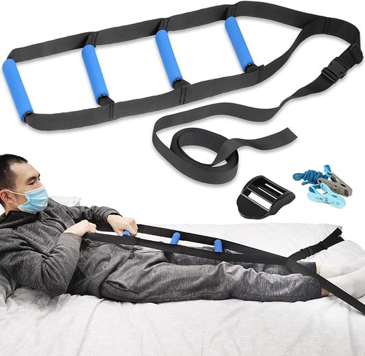 Bed Ladder Assist,Pull up Helper and Sit up Helper 4 Handle Grips,Bed Rail Assistance Devices Adjustable Length Bed Lift for Most Beds Mobility Aid for Elderly, Handicapped,Injured (95 INCHES)