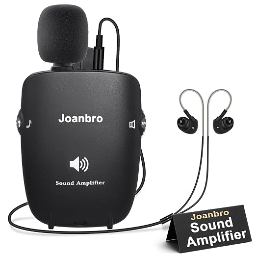 Hearing-Amplifiers for Seniors, Sound-Amplifier with Adjustable Volume & Tone Control, Handheld Pocket Size Hearing Assisted Devices with Replaceable Microphone, Headphones, Earbuds, Batteries