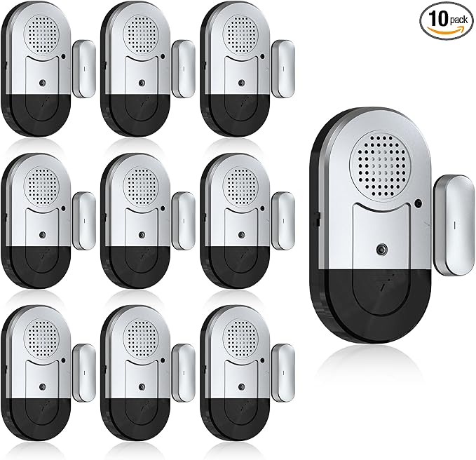 Sanjie Door Alarms When Opened,Door Window Alarm Sensors for Kids Safety/Home Security/Pool/Garage/Dementia/Toddler/Travel Security,Easy to Install,Volume Control/Loud Alert,Long Battery Life,10 Pack