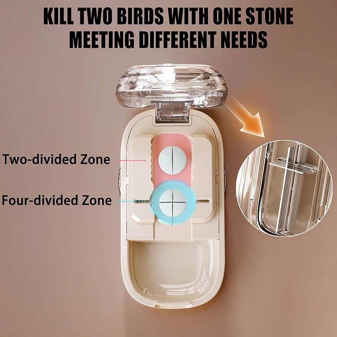 E Chu Pill Cutter Splitter for Small and Tiny Pills - Adjustable Pill Splitter with Centering Device for Cutting Multiple Pills, Accurate Alignment and Easy to Use