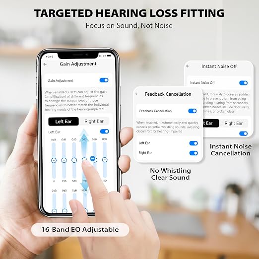 ABLEGRID Rechargeable OTC Hearing Aids for Seniors Adults, In-Ear Touch Control Nano Hearing Aid with Noise Cancelling, App-Enhanced Gain, for Mild to Moderate Hearing Loss