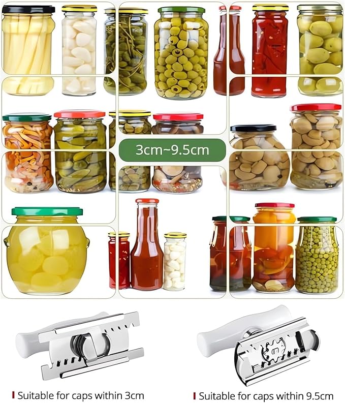 2024 New Effortless Arthritis Jar Opener - Jar Opener Bottle Opener for Weak Hands, Adjustable Grip Jar Openers for Seniors, Stainless Steel Easy Open Lid Opener - Simple But Powerful (White)