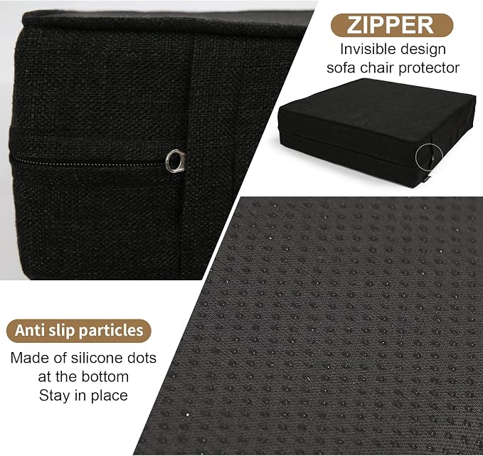 BUYUE Thickened Chair Lifting Cushion for Elderly 20" x 20" x 5", Original Woven Fabric High-Density Foam Recliner Chair Pad Couch Armchair Seat Cushion, Black
