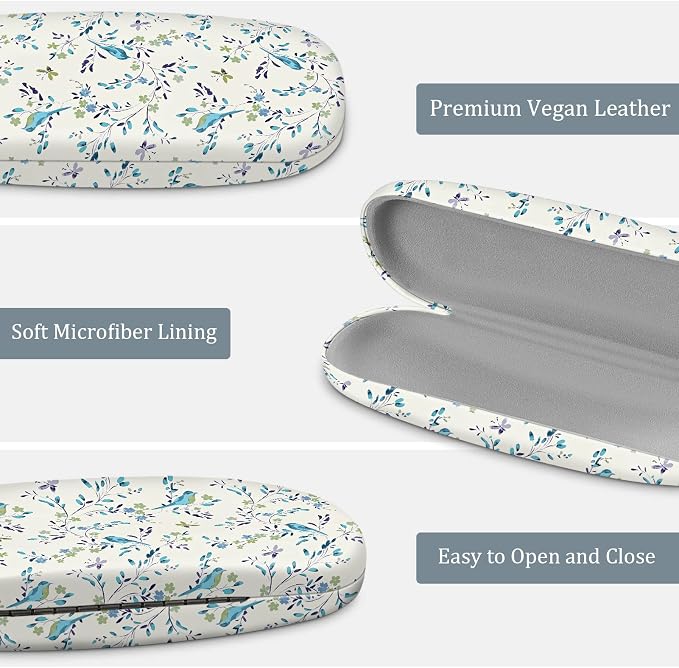 FINTIE Hard Shell Eyeglasses Case, Portable Protective Glasses Cover Eyeglass Holder Box with Cleaning Cloth for Men Women