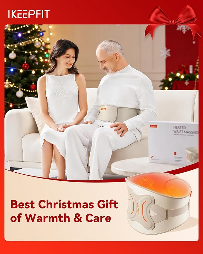 Cordless Heating Pad with Massager for Back Pain Relief: MAXwarm® 4.0, Portable Heated Back Brace with Lumbar Support for Sciatica, Large 8000mAh Battery, Christmas Gift for Women Men 65"