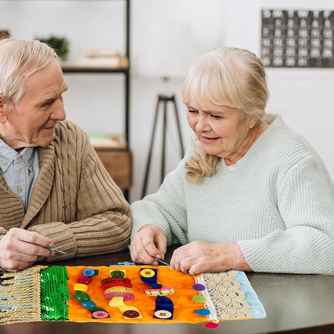 Fidget Blanket for Adult with Dementia,Dementia Products for Elderly,Alzheimers Dementia Activities for Seniors,Fidget Wrist Cuff Sensory Bracelet for Seniors,Dementia Gifts