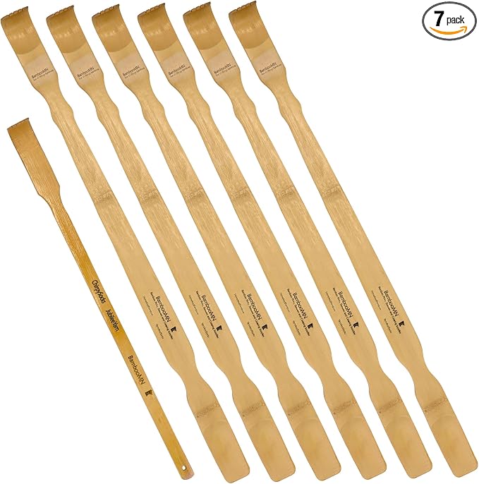 BambooMN 6X 25 Bamboo Back Scratcher Shoe Horn & Travel Size - 7 Total Units