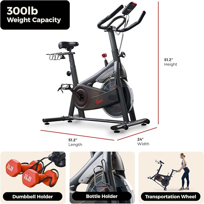 Sunny Health & Fitness ACTIVE Series Smart Exercise Bike with SunnyFit App Connection
