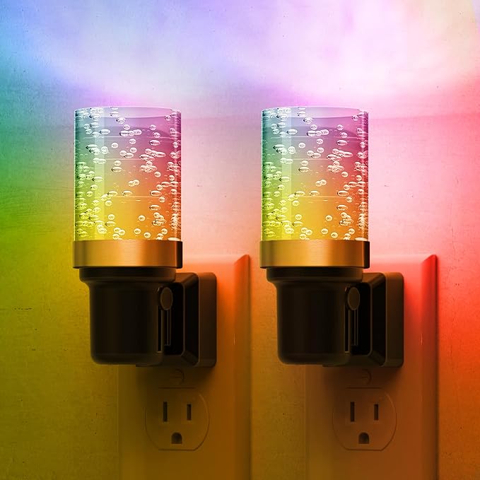L LOHAS LED Night Light, 2 Pack Dimmable Night Lights Plug into Wall | Color Changing Nightlight RGB with Auto Light Sensor for Halloween, Christmas, Holiday, Hallway Bedroom Kids Room