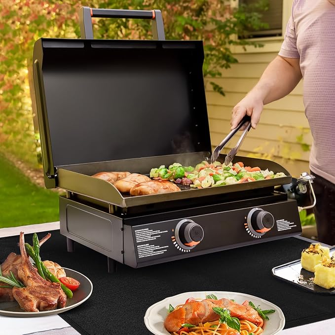 Heat Resistant Mats for Countertop fits Tabletop Grill, 18x15x0.04in, Black | 1022℉ Fireproof grill mat for countertop/table protection, fits gas/charcoal grills, pizza ovens, fits Blackstone & Ninja
