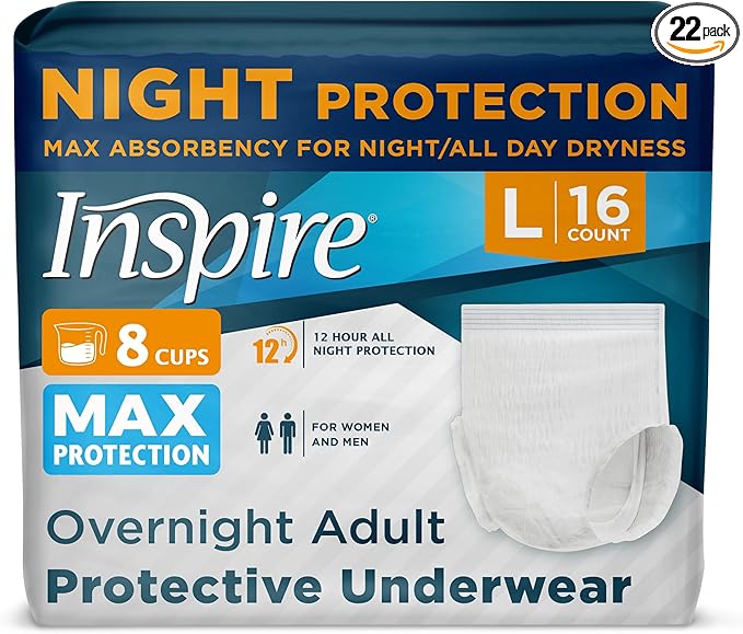 Inspire Adult Diapers Women or Men - MAX Absorbency | Our Most Absorbent and Dry, Incontinence Underwear for Women or Men | Leak Proof Diaper Overnight or Daytime for Heavy