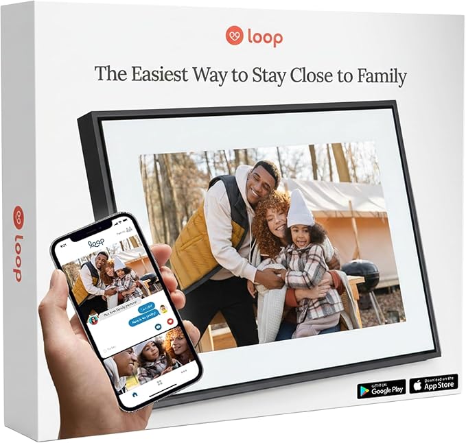 Loop Pro WiFi Digital Picture Frame 10.1 Inch - Full HD 1920x1080 with Touchscreen - Electronic Photo Display - Send Photos & Videos - Frame Gift for Family, Parents & Grandparents