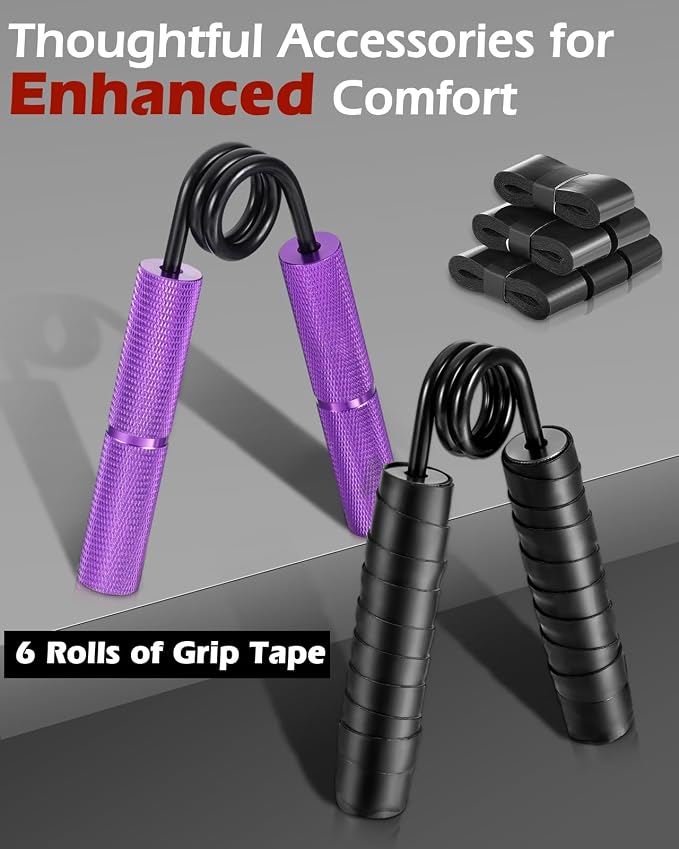 Hozzen Grip Strength Trainer, 6 Pack Grip Strength Trainer Set (50-350LB), No Slip Hand Grip Strengthener, Wrist Forearm Strengthener with Grip Tape for Strength Training, Exercise, Injury Recovery