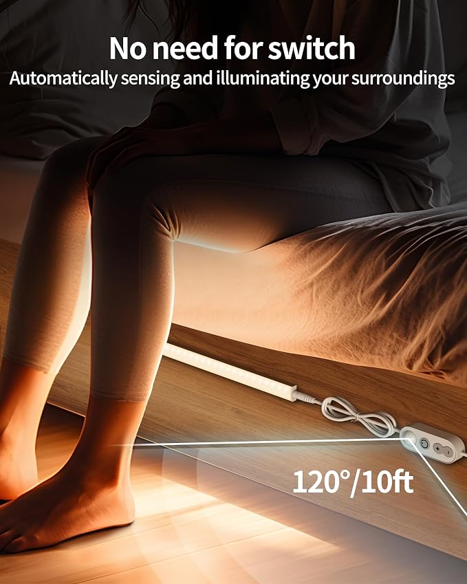 Motion Sensor Cabinet Lighting, 4500K Daylight, 3 Pack 12 inch Linkable