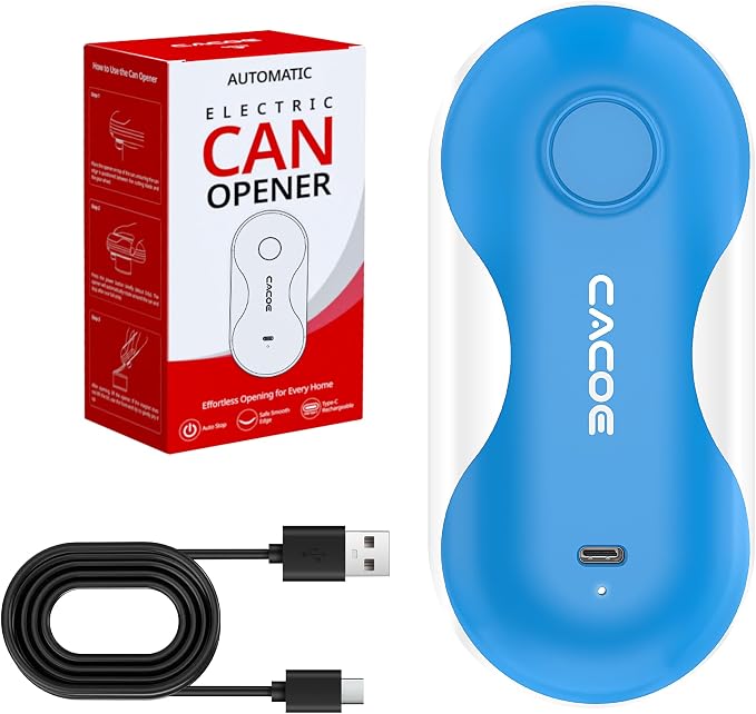CACOE Automatic Smart Electric Can Opener with Auto Stop & USB-C Charging | Cordless Can Opener for Elderly and Arthritic Users for Seniors & Arthritis, Effortless One-Touch Open (blue)