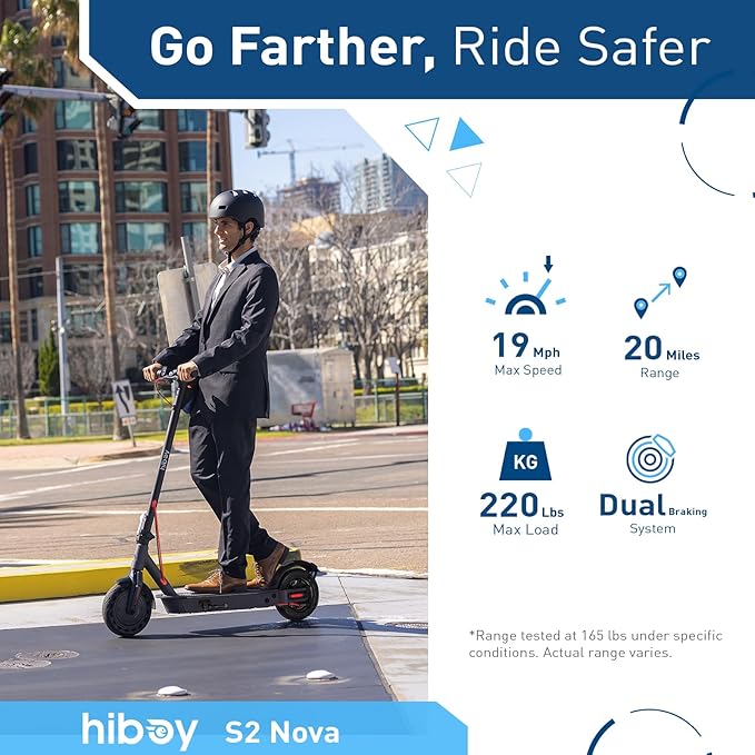 Hiboy S2 Nova Electric Scooter for Adults, 430W Peak Power, Up to 20 Miles Long-Range & 19 MPH, High-Strength Aluminum Body, Portable Folding E Scooter for Commuting with 8.5" Tires, Phone Holder