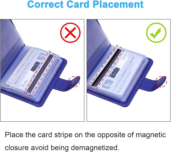 Wisdompro Credit Card Holder, RFID Blocking Wallet Debit Card Protector | Slim Leather Credit Card Organizer Case, Card Case with Magnetic Closure, 20 Card & 7 Memory Card Slots - Vertical Blue