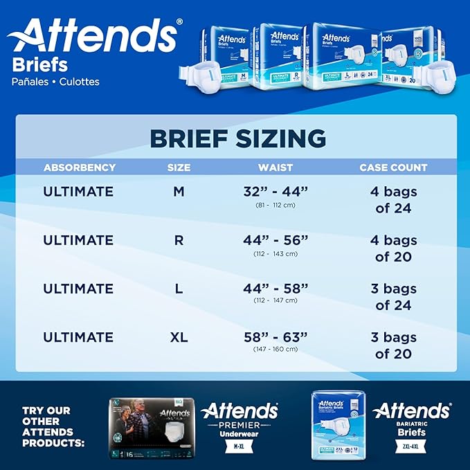 Attends Confidence® Adult Unisex Disposable SmartCool® Briefs, Regular, 44"-56" Waist, SecureGrip Tab Closure, Ultimate Absorbency, Dry-Lock Containment Core, 20ct Bag