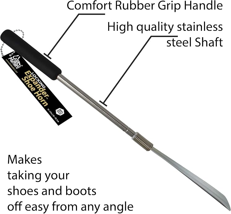FOOTMATTERS Expander Shoe Horn Extra Long Handle - Twist to Lock - Extends 16 to 31 inches
