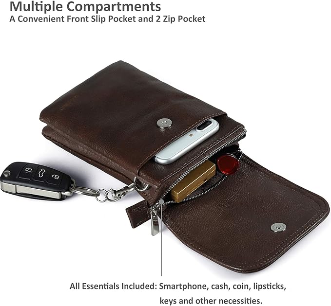 befen Genuine Leather Small Crossbody Bags for Women Cell Phone Travel Bag | Soft Real Leather, Adjustable Shoulder Strap, Card Slots, Compact Size, Daily Travel Shopping Outing Use, Phone Purse