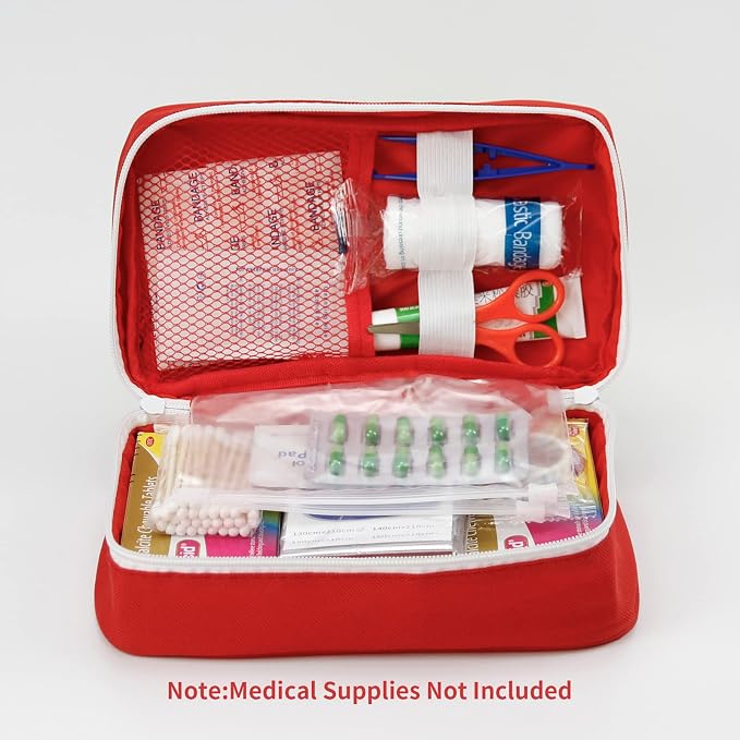 TOPASION Portable Empty First Aid Kit Bag, Travel Medicine Pouch, Small Medical Bag (Blue)