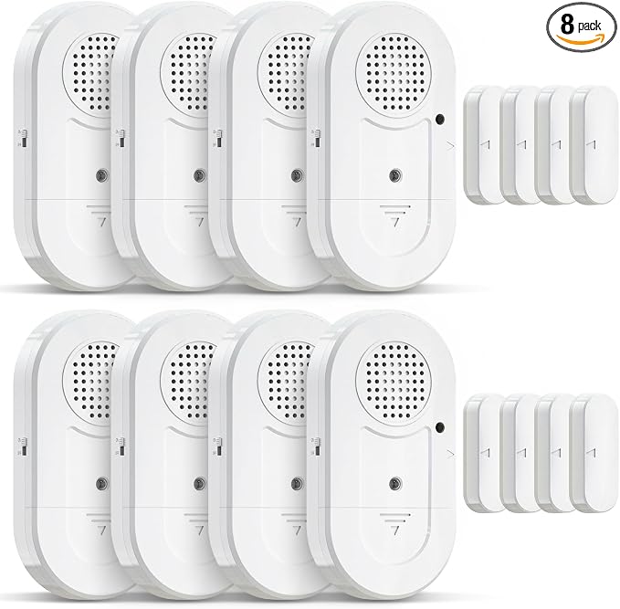 Sanjie Door Alarms When Opened,Door Window Alarm Sensors for Kids Safety/Home Security/Pool/Garage/Dementia/Toddler/Travel Security,Easy to Install,Volume Control/Loud Alert,Long Battery Life,8 Pack