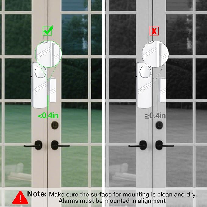 Door Window Alarm, 90dB Wireless Sensor Door Window Burglar Alarm for Home Security, Kids Safety and Office, Garage, Apartment, House, Easy Installation