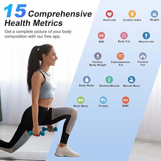 Smart Scale for Body Weight – Large Display Digital Scales with BMI, Body Fat, Muscle Mass, Professional Accurate to 0.05lb Bathroom Scales with Bluetooth APP Body Metrics