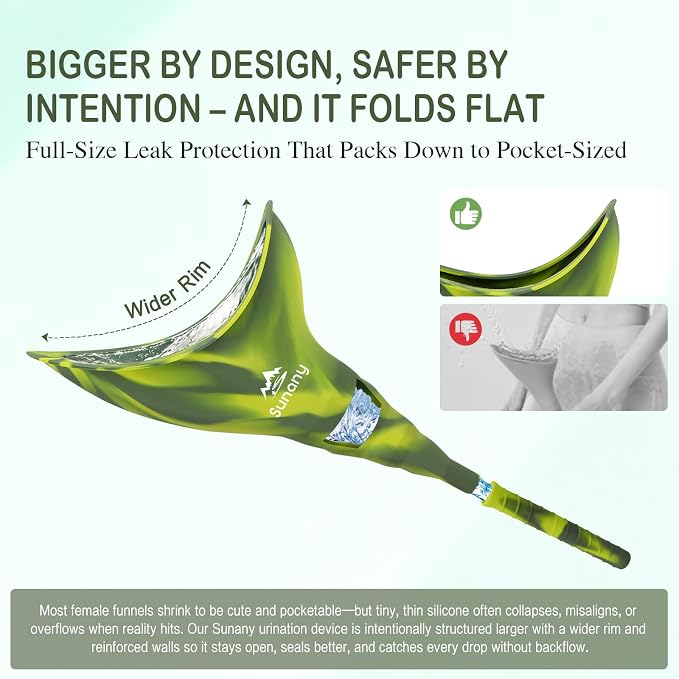 Female Urination Device, Reusable Female Urinal Silicone Women Pee Funnel | Women to Pee Standing Up, The Perfect Companion for Camping,Travel travel outdoor, folds compact, easy rinse