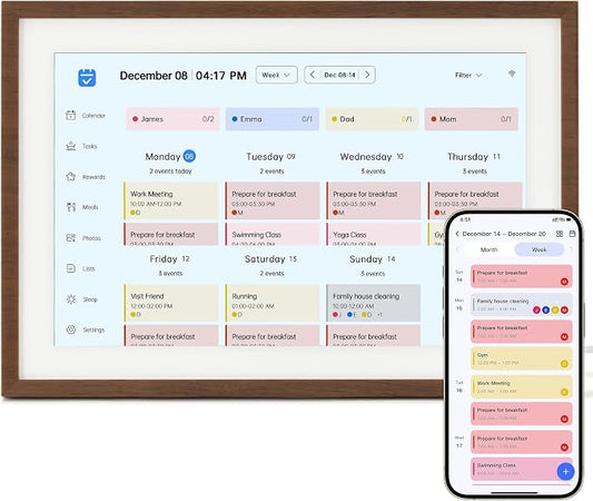 10.1 Inch Digital Calendar, Smart Electronic Calendar with HD Touch Screen - Digital Family Planner with Chore Chart, Meal Planner & Photo Frame, Multi-Calendar Sync