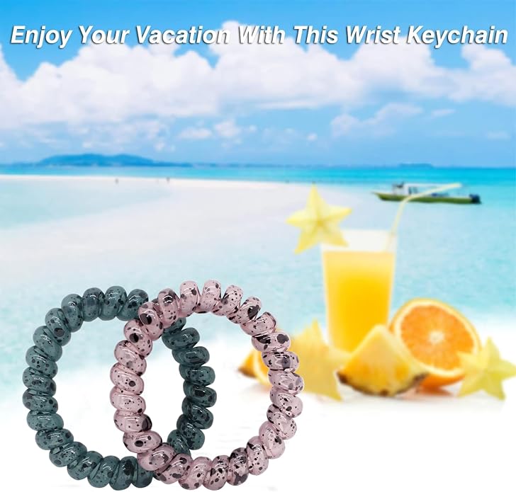 BIHRTC Stretchable Wristband Wristlet Keychain Elastic Coil Spring Spiral Key Chain for Gym Pool Sauna Outdoor Activities