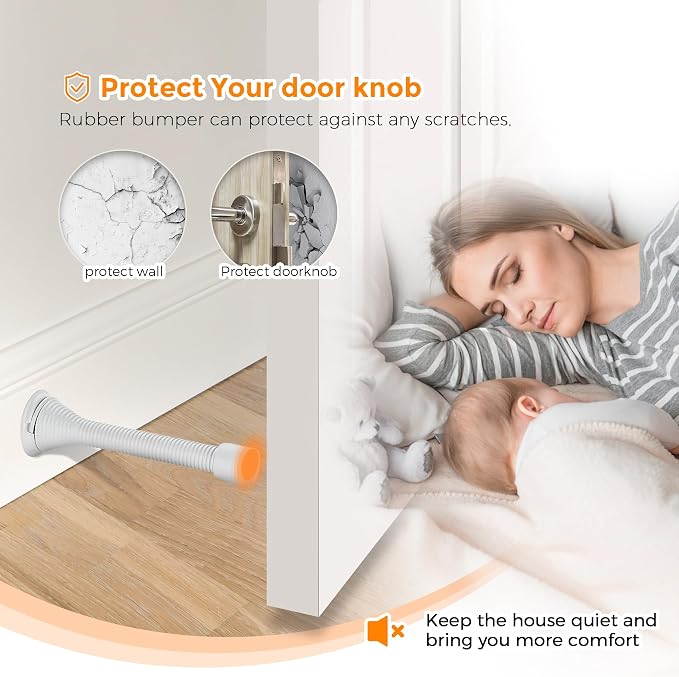 Ravinte Door Stoppers, 24 Pack White Spring Door Stops with Rubber Bumper, Door Stoppers for Bottom of Door