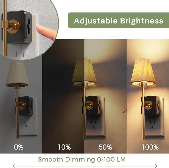 L LOHAS LED Night Lights Plug into Wall, Pleated Fabric Cover Night Light | 2 Pack Dusk to Dawn Sensor Vintage Nightlight, 0-100LM Dimmable, for Bedroom Living Room Hallway