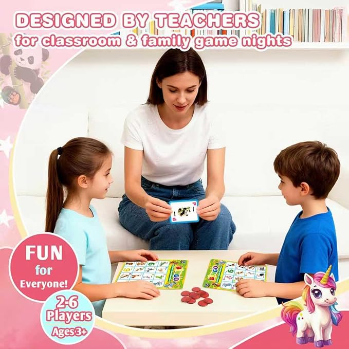 Alphabet and Number Bingo Game for Kids 3-6, ABC and 123 Bingo Board Game for Toddler 4-8, Alphabet Learning Toys for Kids, Preschool Learning Activities, Family Matching Games
