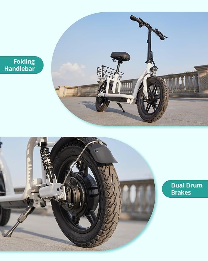 Gotrax Adult Electric Scooter with Seat, Max 19-25miles Range, 15.5-20mph Power by 350W-500W Motor, All-Terrain Tire & Wider Deck & Soft Cushioning Seat with Carry Basket