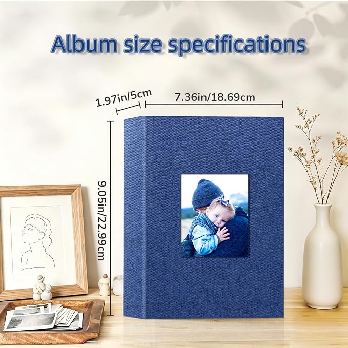 popotop Photo Album 4x6-200 Photos Photo Books with 200 Horizontal Pockets,Linen Cover Albums for Family Wedding Anniversary Baby Vacation Pictures