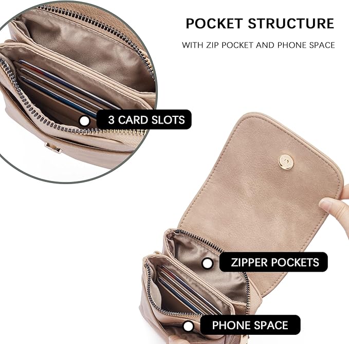 BOSTANTEN Small Crossbody Bag for Women Designer Cell Phone Purse | Vegan Leather, Multiple Pockets, Card Slots, Compact Size for Phone, Cards and Keys, Daily Travel Shopping Use