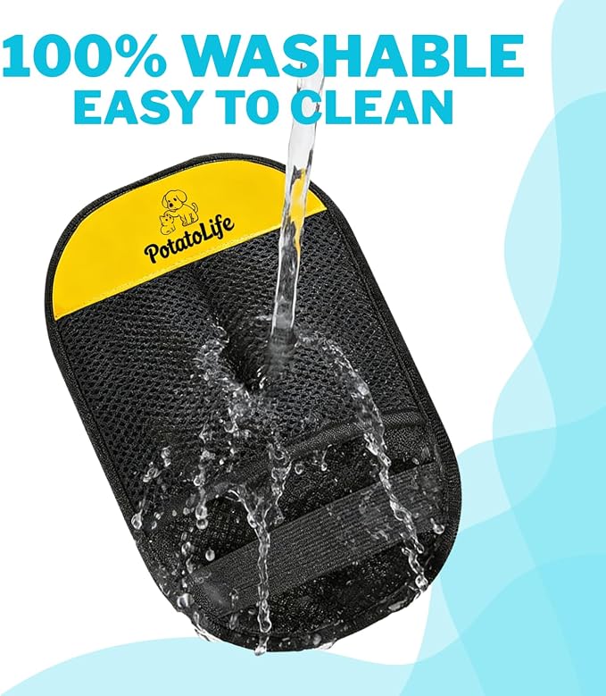 PotatoLife Pet Hair Removal Glove Upgraded Reusable Electrostatic Washable Fur Remover for Dogs Cats, Grooming Mitt for Couch, Sofa, Furniture, Carpet, Clothing and Car Seat, 2-Pack Large | Easy to Clean,Quick Hair Pickup,No Sticky Refills,Multi Surfac...