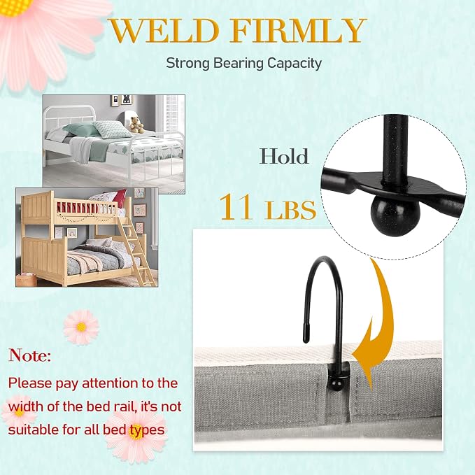 Bedside Caddy Bedside Storage Bag for Headboards/Bunk Bed | Hanging Bed Caddy with Hooks fits Bunk bed Hospital Beds Dorm Bed Rails, Essentials for Phones, Books, Remotes, Water Bottles