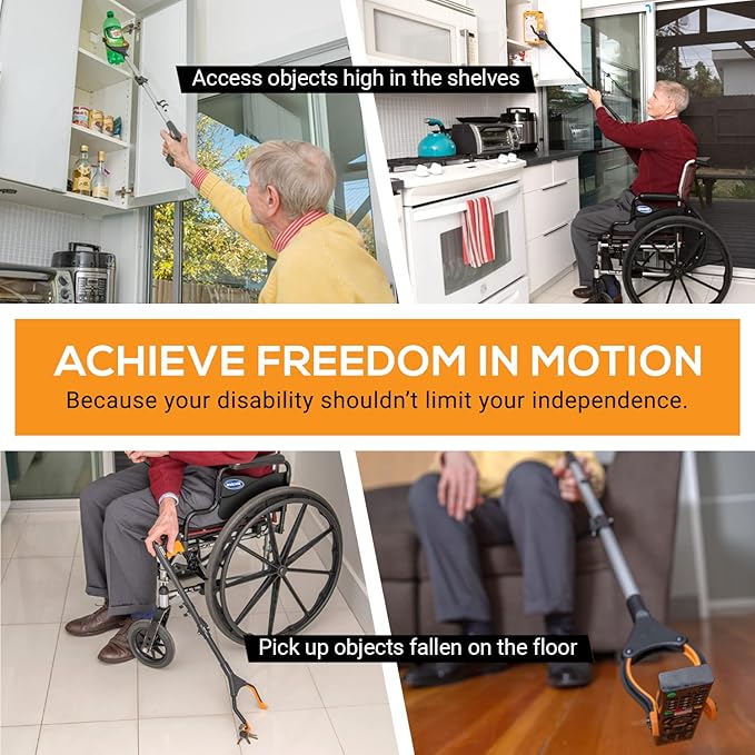 EZPIK Pro 40" Extended Grabber Reacher Tool for Elderly, Trash Hand Grabber Pickup Sticks for Seniors, Telescoping Extension Gripper Claw Pickup Tool, Hand Extension Magnetic Folding Tongs